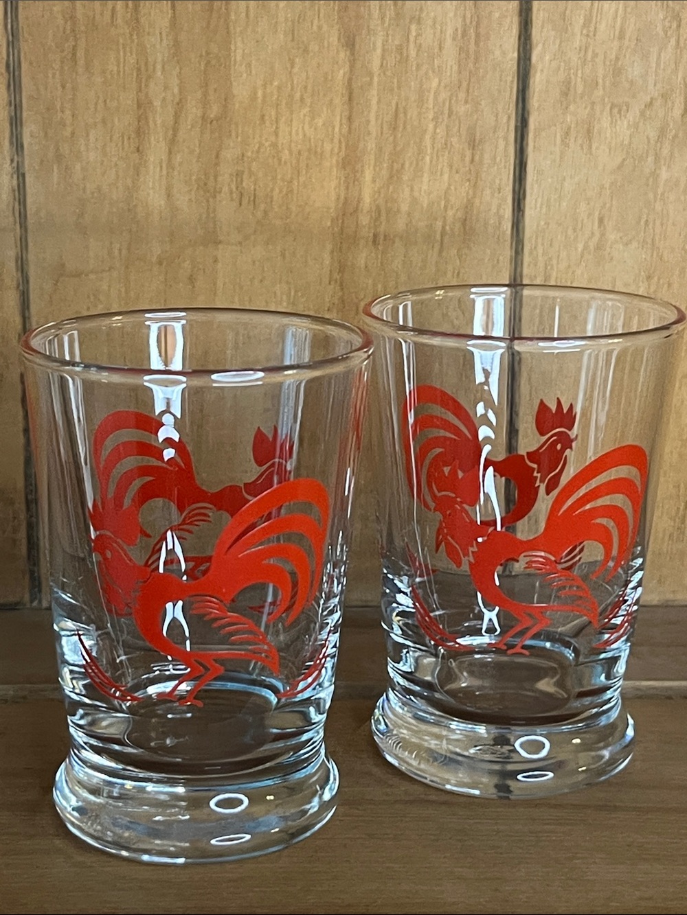 Vintage Libby- Red Rooster Shot Glasses- Set of 2